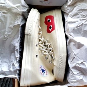Commes des Garcon x Converse white high tops